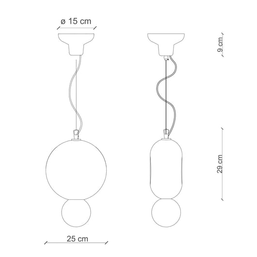 Sospensione Vintage Decò Bumbum 1 Elemento Ceramica Grigio Sabbia 1 Luce E27