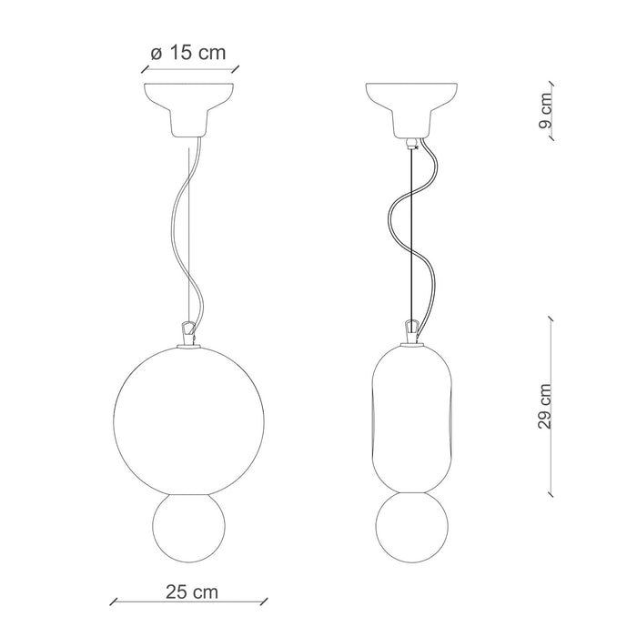 Sospensione Vintage Decò Bumbum 1 Elemento Ceramica Grigio Sabbia 1 Luce E27
