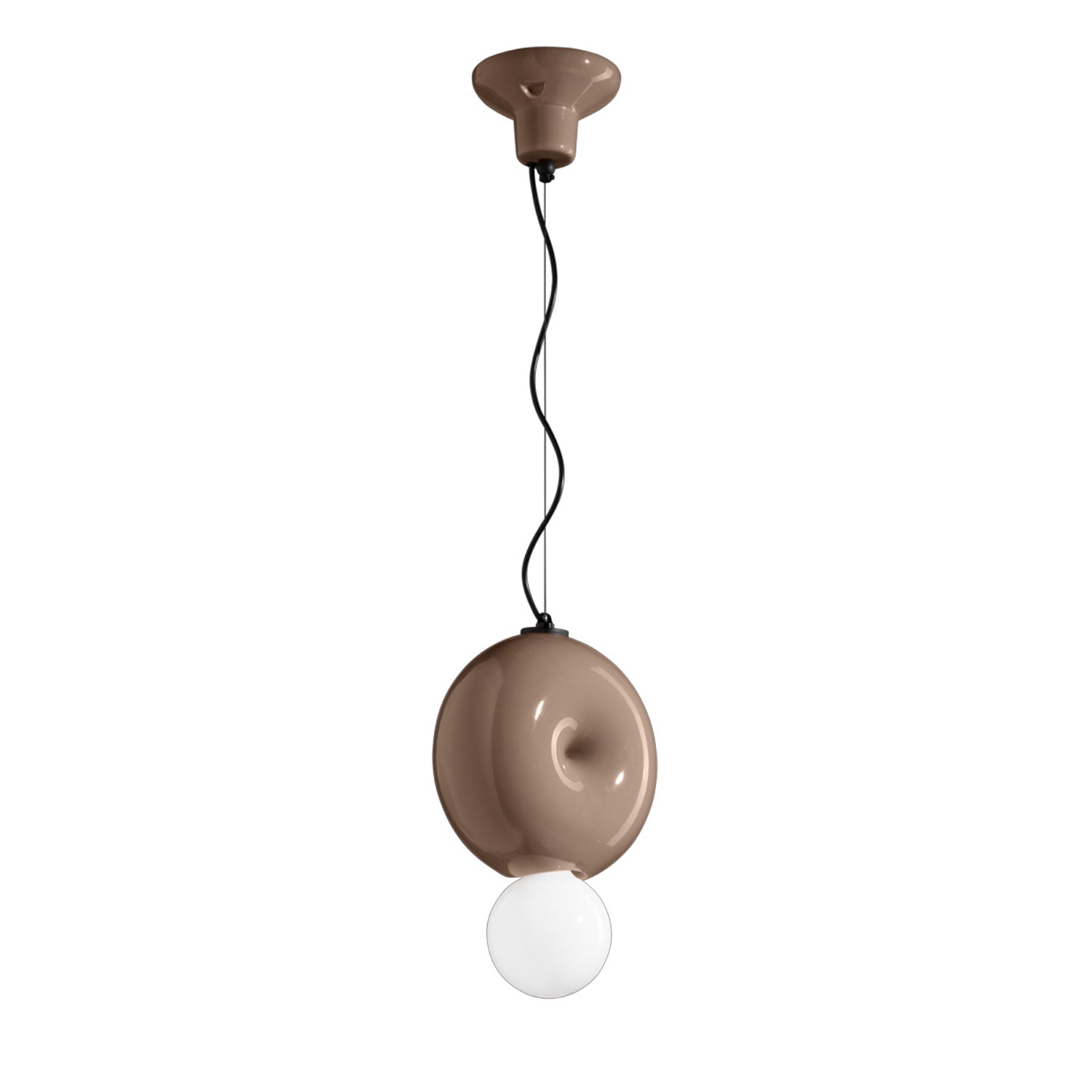 Sospensione Vintage Decò Bumbum 1 Elemento Ceramica Marrone Moka 1 Luce E27