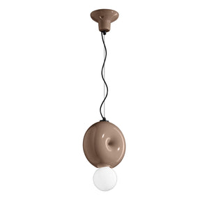 Sospensione Vintage Decò Bumbum 1 Elemento Ceramica Marrone Moka 1 Luce E27