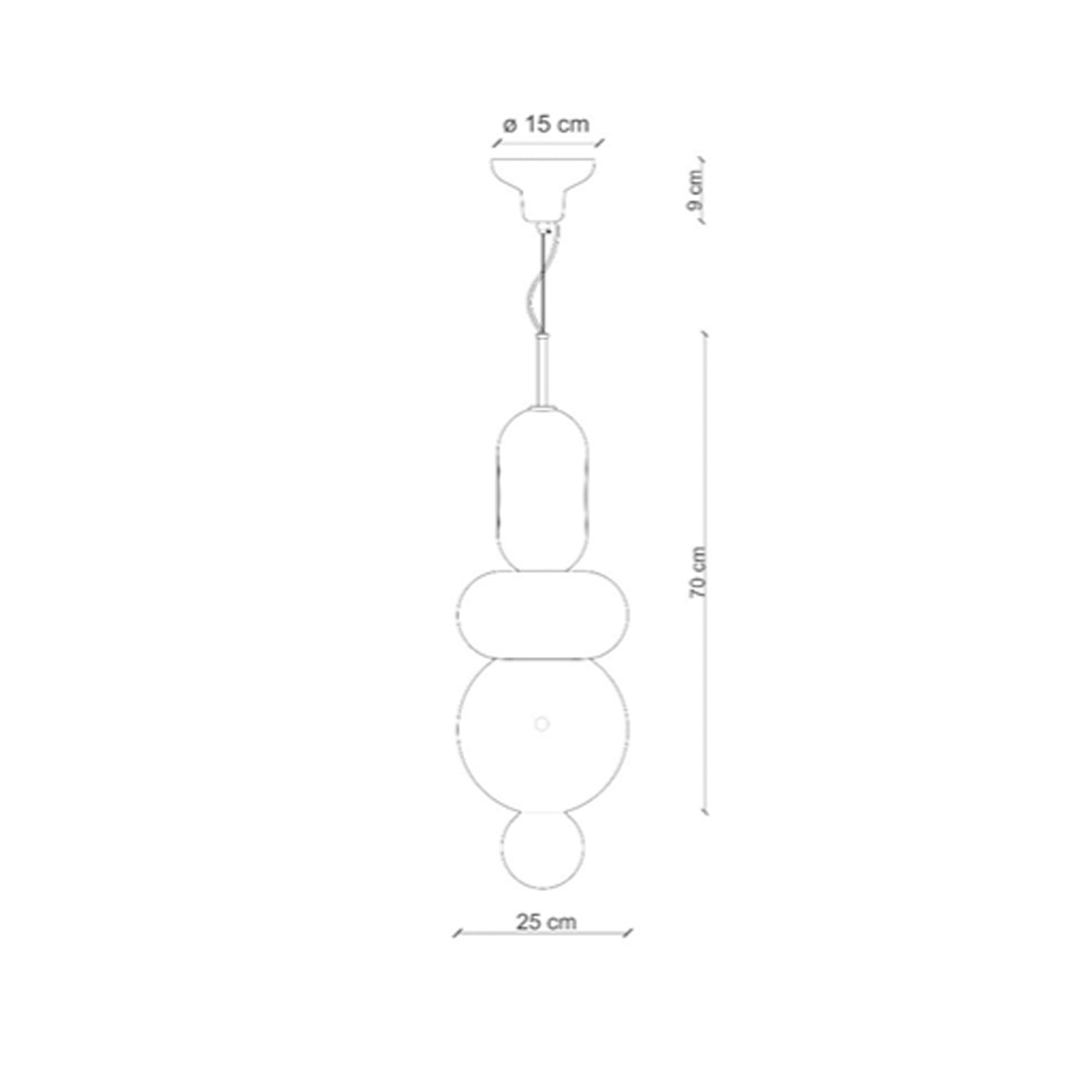 Sospensione Vintage Decò Bumbum 1+2 Elementi Ceramica Crema E Grigio 1 Luce E27