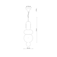 Sospensione Vintage Decò Bumbum 1+2 Elementi Ceramica Crema E Grigio 1 Luce E27