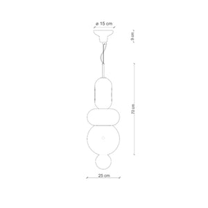 Sospensione Vintage Decò Bumbum 1+2 Elementi Ceramica Crema E Grigio 1 Luce E27