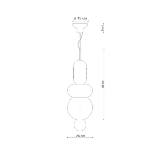Sospensione Vintage Decò Bumbum 1+2 Elementi Ceramica Crema E Grigio 1 Luce E27