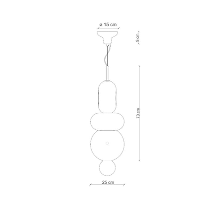 Sospensione Vintage Decò Bumbum 1+2 Elementi Ceramica Crema E Grigio 1 Luce E27