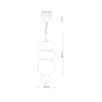 Sospensione Vintage Decò Bumbum 2+1 Elementi Ceramica Crema E Grigio 1 Luce E27