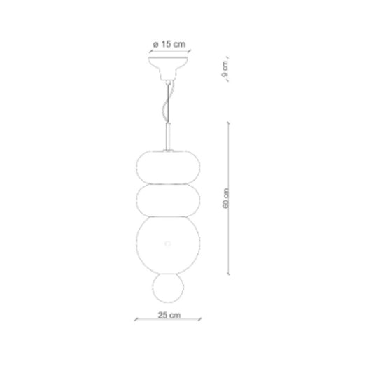 Sospensione Vintage Decò Bumbum 2+1 Elementi Ceramica Crema E Grigio 1 Luce E27