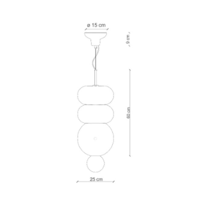 Sospensione Vintage Decò Bumbum 2+1 Elementi Ceramica Crema E Grigio 1 Luce E27