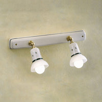 Applique Classica Savona Ceramica E Ottone Satinato 2 Luci E14