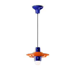 Sospensione Deco Voilà Ceramica Arancio Volpe Blu Robot 1 Luce E27