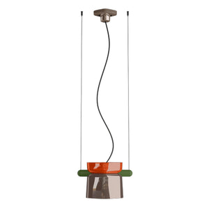 Sospensione Decò Yakitori Ceramica Arancio Volpe Moka Metallo Verde 1 Luce E27