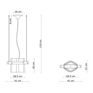 Sospensione Decò Yakitori Ceramica Azzurro Verde Bali Metallo Rosso 1 Luce E27