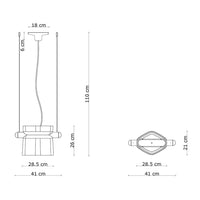 Sospensione Decò Yakitori Ceramica Grigio Sabbia Blu Metallo Giallo 1 Luce E27