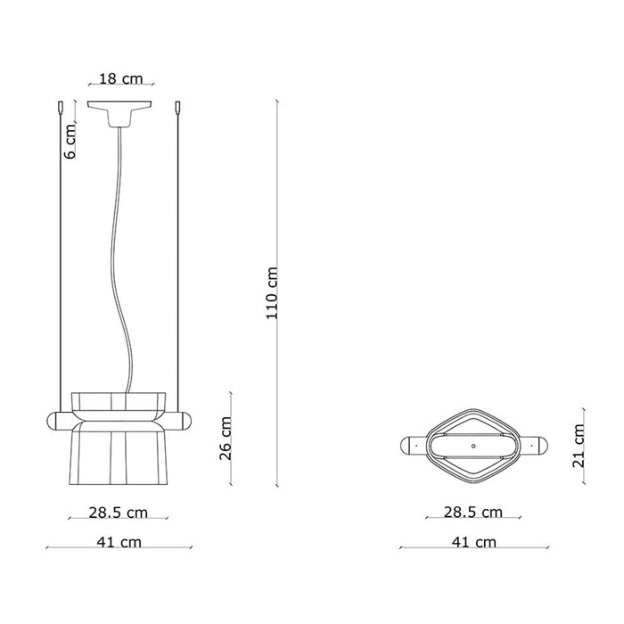 Sospensione Decò Yakitori Ceramica Giallo Crema Metallo Rosso 1 Luce E27