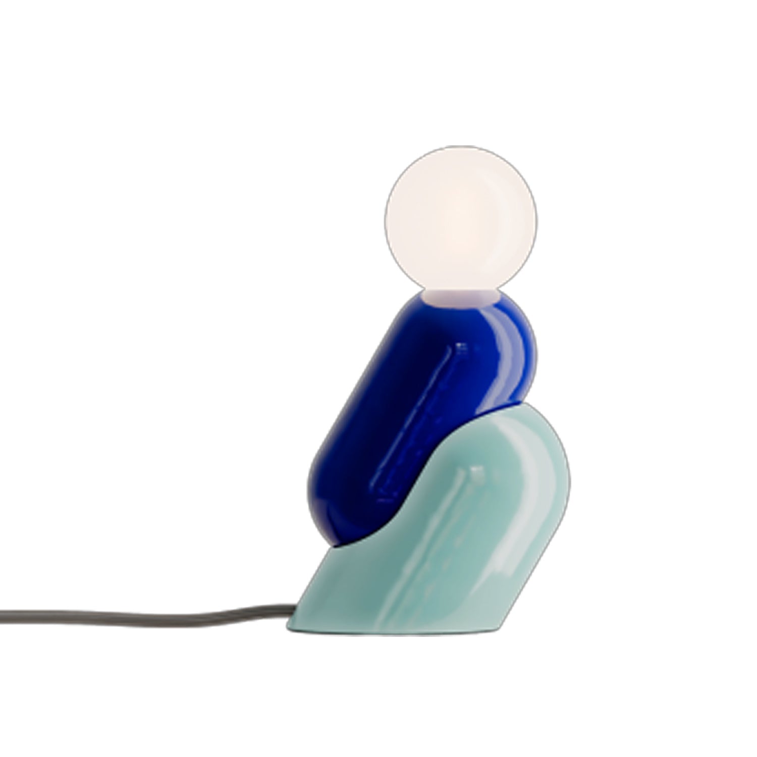 Lampada Da Scrivania Decò Tata Ceramica Blu Robot E Azzurro 1 Luce E14