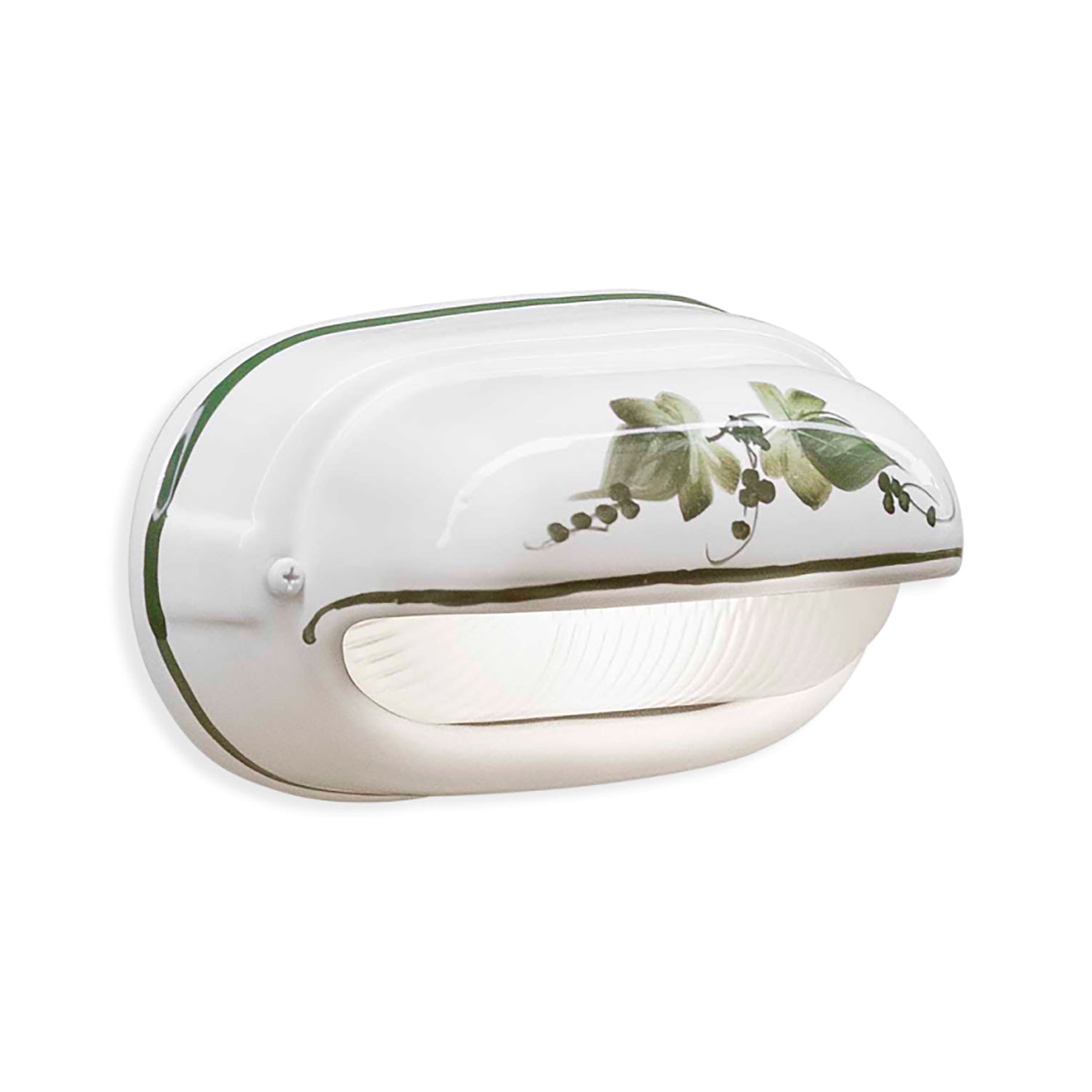 Applique Classica Brindisi Alluminio E Ceramica Bianco Decorato 1 Luce E27