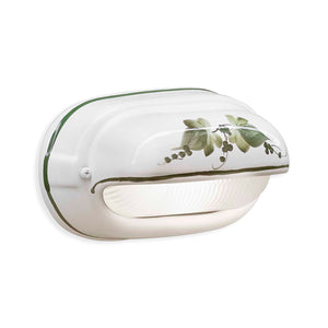 Applique Classica Brindisi Alluminio E Ceramica Bianco Decorato 1 Luce E27