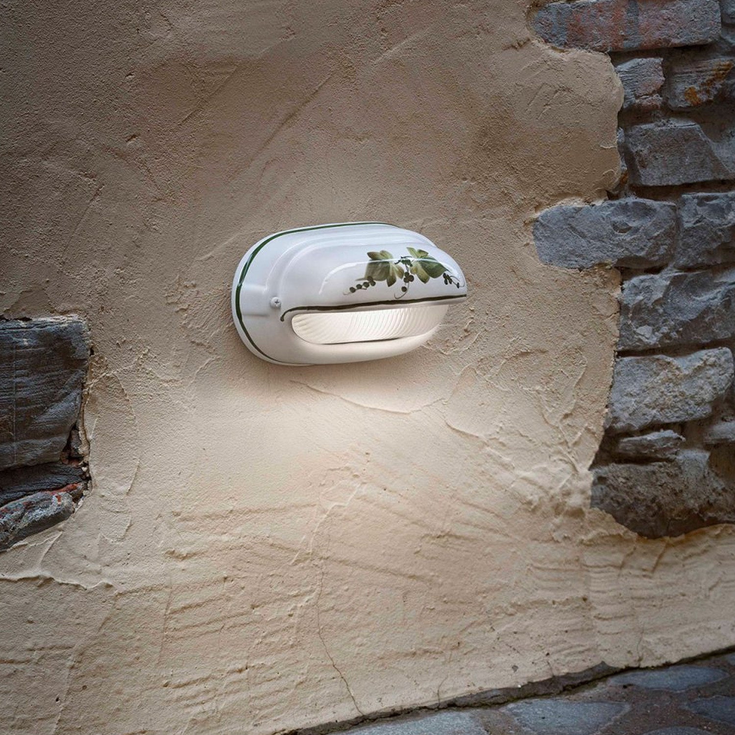 Applique Classica Brindisi Alluminio E Ceramica Bianco Decorato 1 Luce E27