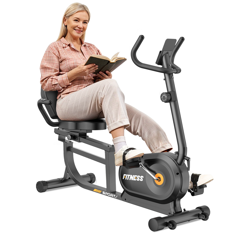 Cyclette Orizzontale Magnetico con Sella Regolabile,RATTANTREE Cyclette Da Casa, Cyclette Da Seduta con Sensori di Pulsazione, silenzioso