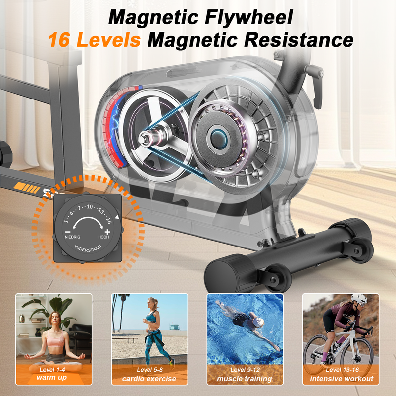 Cyclette Orizzontale Magnetico con Sella Regolabile,RATTANTREE Cyclette Da Casa, Cyclette Da Seduta con Sensori di Pulsazione, silenzioso
