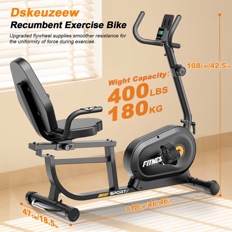 Cyclette Orizzontale Magnetico con Sella Regolabile,RATTANTREE Cyclette Da Casa, Cyclette Da Seduta con Sensori di Pulsazione, silenzioso