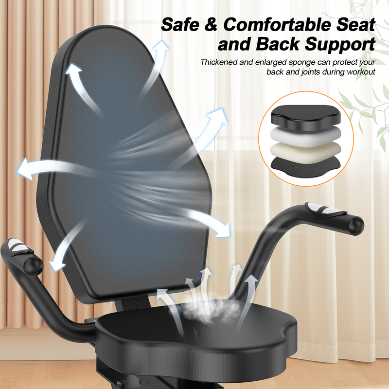 Cyclette Orizzontale Magnetico con Sella Regolabile,RATTANTREE Cyclette Da Casa, Cyclette Da Seduta con Sensori di Pulsazione, silenzioso