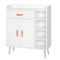 Credenza Moderna con Armadietto e Cassetto, Mobile Multiuso in Legno per Cucina e Salotto, 80 x 29.5 x 96cm Bianco