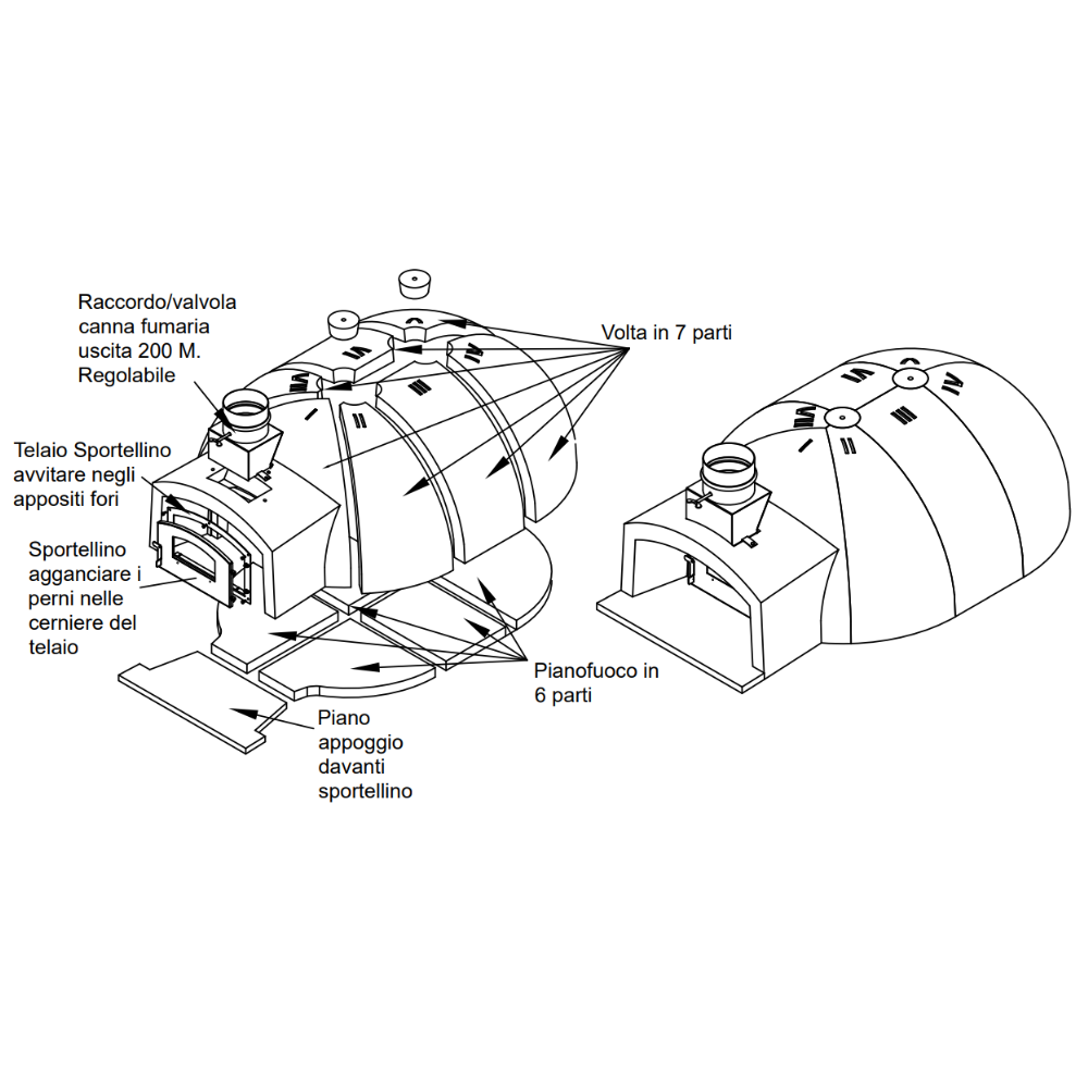 Forno legna tradizionale cottura diretta per 6/8 pizze gusto 110 super capienza