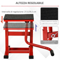 EasyComfort Cavalletto Alzamoto in Acciaio max 150kg con Superficie in Gomma e Manovella, 48x34x43 cm, Rosso