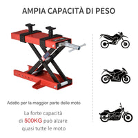 Easycomfort DURHAND Cavalletto Alzamoto a Forbice, Sollevatore Moto, Cavalletto Moto Centrale Regolabile Fino 500kg in Metallo Rosso