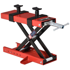 Easycomfort DURHAND Cavalletto Alzamoto a Forbice, Sollevatore Moto, Cavalletto Moto Centrale Regolabile Fino 500kg in Metallo Rosso