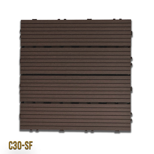 1mq (11 pezzi) di Pavimento Quadrotte in decking WPC da esterno 30X30cm (sp.2cm) inclusa struttura CLICK - C30-SF