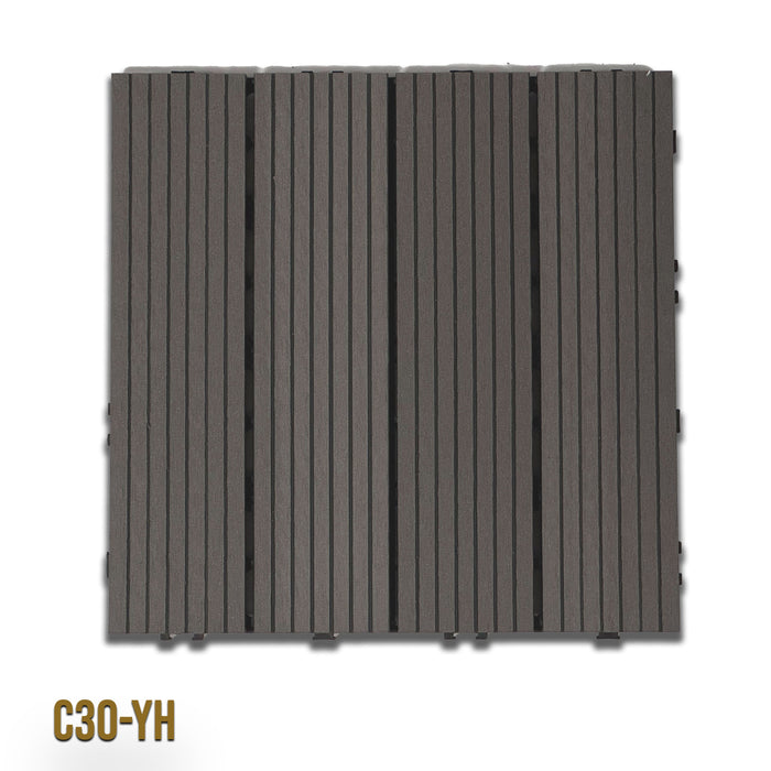 1mq (11 pezzi) di Pavimento Quadrotte in decking WPC da esterno 30X30cm (sp.2cm) inclusa struttura CLICK - C30-YH