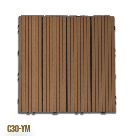 1mq (11 pezzi) di Pavimento Quadrotte in decking WPC da esterno 30X30cm (sp.2cm) inclusa struttura CLICK - C30-YM