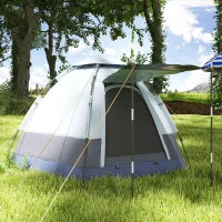 Tenda da Campeggio 2 Posti con Apertura Automatica e Accessori, in Acciaio e Tessuto Oxford, Grigia e Nera