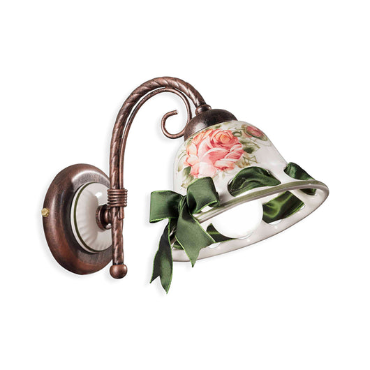 Applique Classica Napoli Metallo E Ceramica Nero Sfumato Rame 1 Luce E14