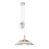 Lampadario Saliscendi Classico Napoli Ceramica E Ottone Satinato 1 Luce E27