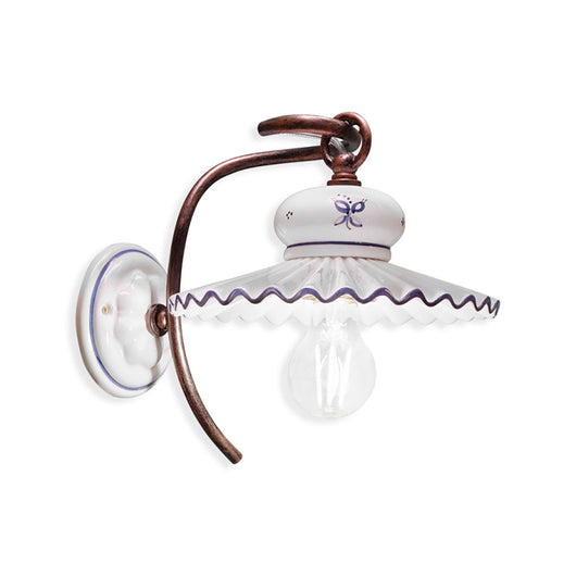 Applique Classica Roma Metallo E Ceramica Nero Sfumato Rame 1 Luce E27