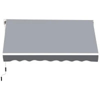 Tenda da Sole da Esterno Avvolgibile Manualmente in Alluminio e Poliestere, 2.5x2 m, Grigio e Bianco