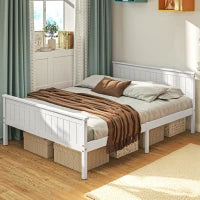 Letto singolo in legno massiccio con doghe e testiera incluse, 150 x 210 cm, Bianco