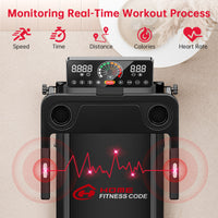 TAPIS ROULANT ELETTRICO COMPATTO PIEGHEVOLE PER LA CASA CON DISPLAY LED E DUE PORTABICCHIERI