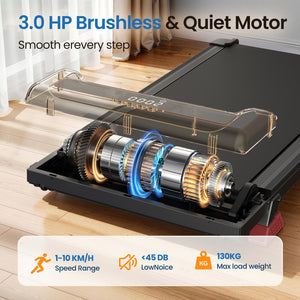 Tapis roulant elettrico con inclinazione, tappetino da passeggio 1-10 km/h con telecomando, per casa e ufficio, 3,0 HP, portata 130 kg