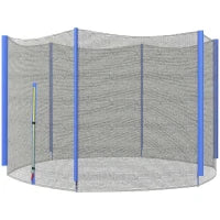 Rete di Protezione per Trampolini a 6 Pali con Ingresso con Cerniera, in PE, Ø244x180 cm, Nero e Blu