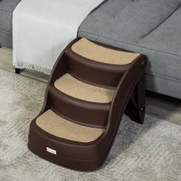 Scaletta per Cani Pieghevole con 3 Gradini Antiscivolo in PP, 49x38x38 cm, Marrone