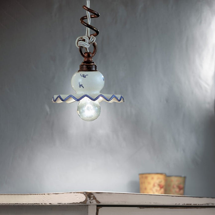 Lampadario Classico Roma Metallo E Ceramica Nero Sfumato Rame 1 Luce E14