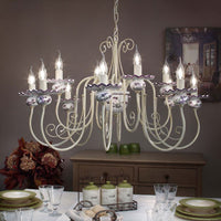 Lampadario Classico Sanremo Metallo E Ceramica Bianco Sfumato Oro 12 Luci E14