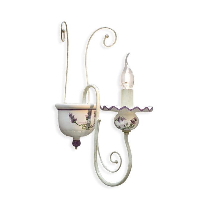 Applique Classica Sanremo Metallo E Ceramica Bianco Sfumato Oro 1 Luce E14