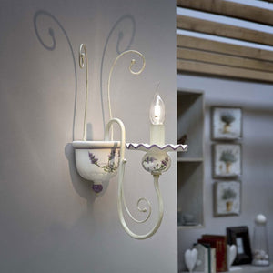 Applique Classica Sanremo Metallo E Ceramica Bianco Sfumato Oro 1 Luce E14