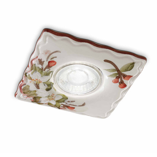 Faretto Da Incasso Quadrato Classico Pescara Ceramica Bianco 1 Luce Gu10