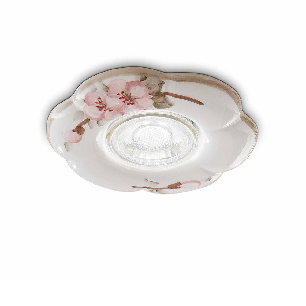 Faretto Da Incasso Classico Pescara Ceramica Bianco Decorato 1 Luce Gu10